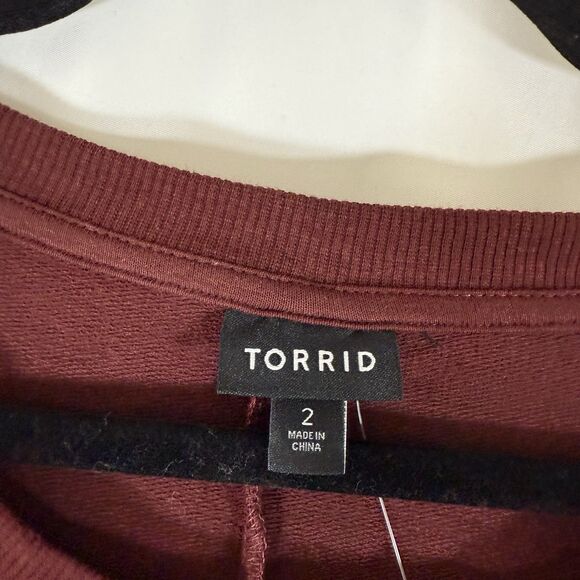 New Torrid Dress Women's 2 2X Red Long Sleeve Belted Pocketless Cotton Blend - Picture 3 of 11